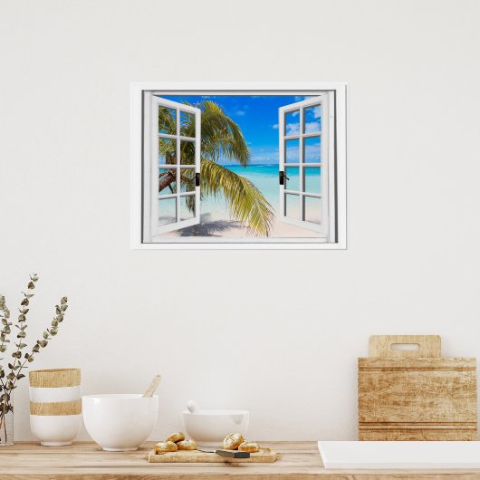 Palmstructuurraster Uitzicht Poster (Keuken)