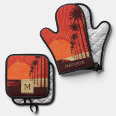 Palmstructuurrij Ovenwant & Pannenlap Set (Voorkant / Achterkant)