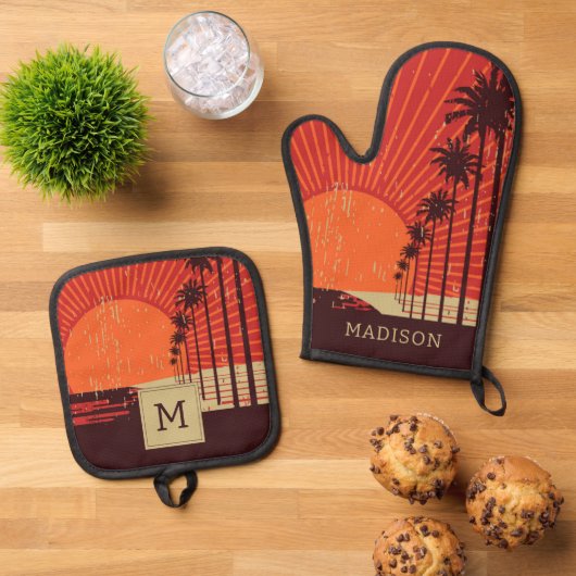 Palmstructuurrij Ovenwant & Pannenlap Set (Top down)