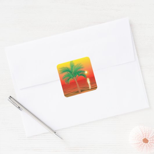 Palmstructuurticker Vierkante Sticker (Envelop)