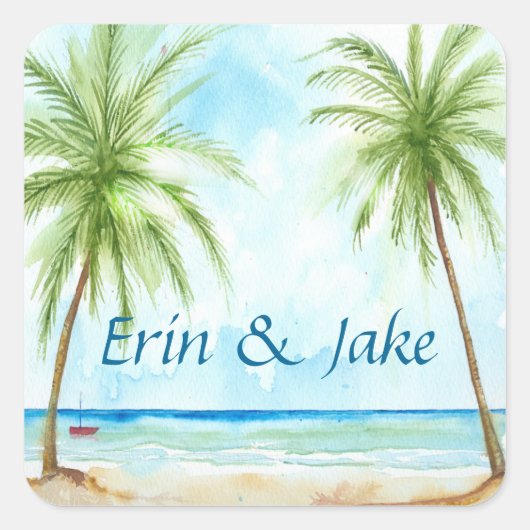 Palmstructuurticker Vierkante Sticker (Voorkant)