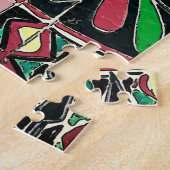 Palmstructuurvenster, zwart karton legpuzzel (Zijkant)