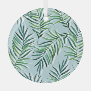 Palmtakken, Waterverf naadloos met de hand geteken Glas Ornament