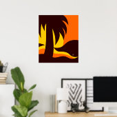 Palmtree in Sunset Silhouette Poster (Thuiskantoor)