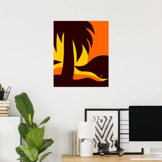 Palmtree in Sunset Silhouette Poster (Thuiskantoor)