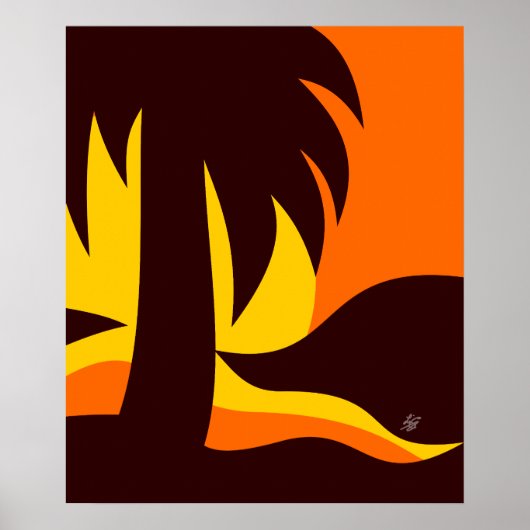 Palmtree in Sunset Silhouette Poster (Voorkant)