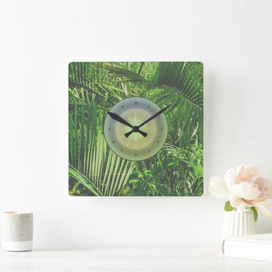 PalmTrees Oerwoud Clock 🌴 Vierkante Klok (Huis)