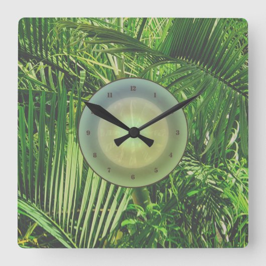 PalmTrees Oerwoud Clock 🌴 Vierkante Klok (Voorkant)