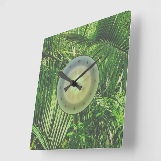 PalmTrees Oerwoud Clock 🌴 Vierkante Klok (Hoek)