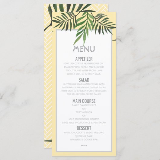 Palmveren Menu (Voorkant / Achterkant)