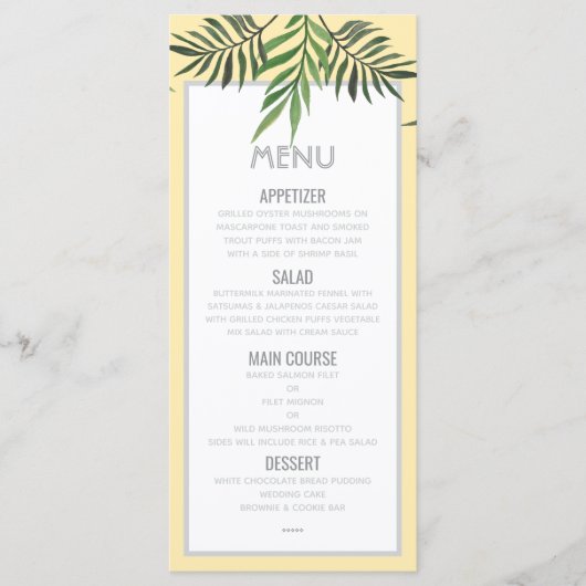 Palmveren Menu (Voorkant)