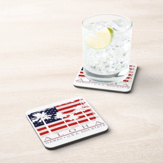 Palmvlag Hawaii Aloha Patriottische Onderzetters (Rechterzijde)