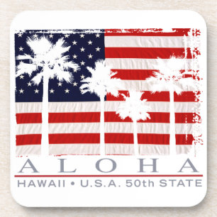 Palmvlag Hawaii Aloha Patriottische Onderzetters