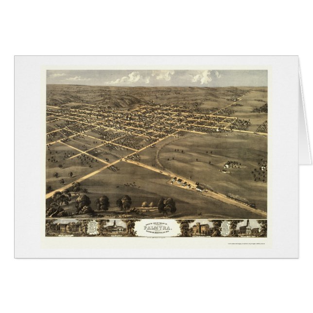 Palmyra, MO Panorama Map - 1869 (Voorkant Horizontaal)