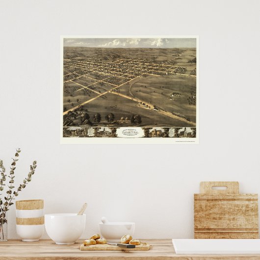 Palmyra, MO Panorama Map - 1869 Poster (Keuken)