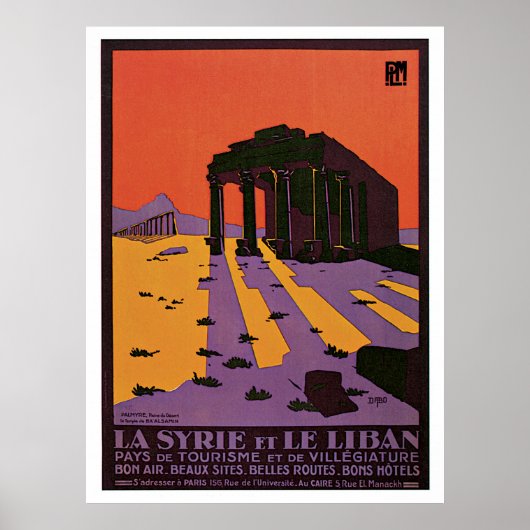 Palmyra Syria Vintage Travel Poster (Voorkant)
