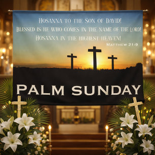 Palmzondag Schriftuur bij zonsopgang Spandoek