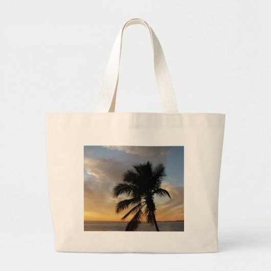 Palmzonsondergang Grote Tote Bag (Voorkant)