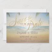 Palmzonsondergang Strand Bruiloft Opslaan De Datu Save The Date (Voorkant)