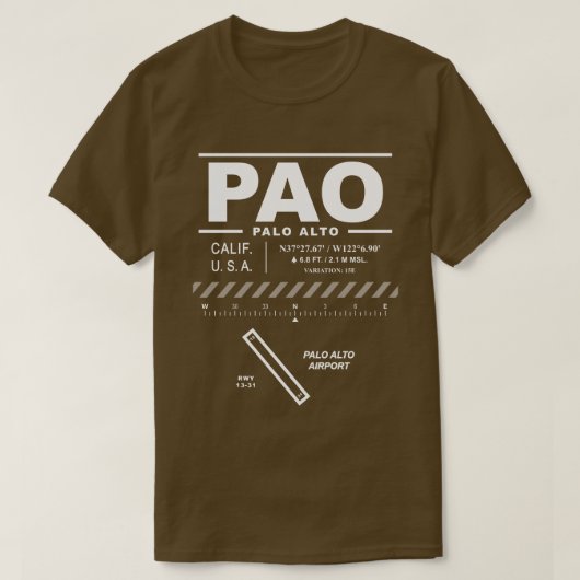 Palo Alto Airport PAO T-shirt (Design voorkant)