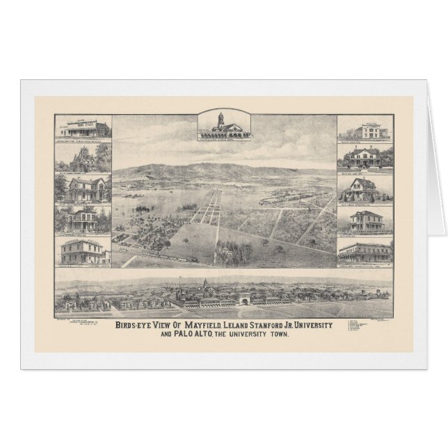 Palo Alto, CA. Panoramische kaart 1888 (1658A) (Voorkant Horizontaal)