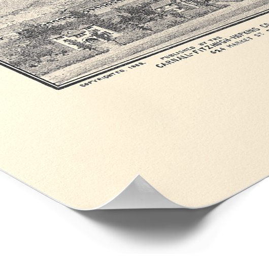 Palo Alto, CA. Panoramische kaart 1888 (1658A) Poster (Hoek)