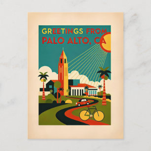 Palo Alto CA Retro Reizen Briefkaart