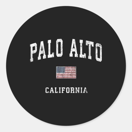Palo Alto California CA Amerikaanse Vlaggensport Ronde Sticker (Voorkant)