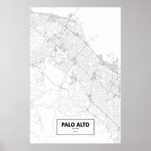 Palo Alto, Californië (zwart op wit) Poster