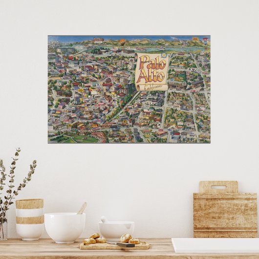 Palo Alto, Californische kaart Poster (Keuken)