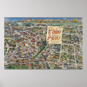 Palo Alto, Californische kaart Poster