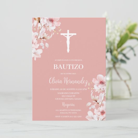 Palo de Rosa bautismo Kaart (Staand voorkant)