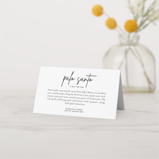Palo Santo Bruiloft Favor Place Card Plaatskaartje (Voorkant)