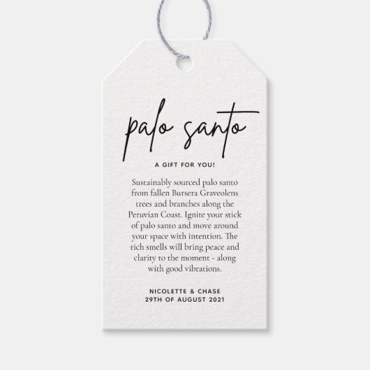 Palo Santo bruiloft gunst Kaart Cadeaulabel (Voorkant)