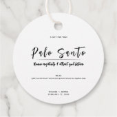 Palo Santo Minimaal Moderne Smudge Bruiloft Bedankjes Labels (Achterkant)