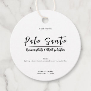 Palo Santo Minimal Moderne Wierook Bruiloft Bedankjes Labels