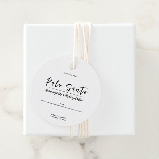 Palo Santo Minimale Moderne Vlek Bruiloft Bedankjes Labels (In situ)