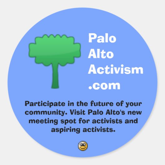 PaloAltoActivism.com Ronde Sticker (Voorkant)