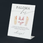 Paloma bar | Slipje & Palomas Vrijgezellenfeest Reclamebord Met Voetstuk<br><div class="desc">Dit leuke ontwerp is voorzien van een schattige lingerie set met palomen.</div>