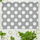 Paloma Gray en White Polka Dot Kitchen Towel Theedoek (Gevouwen)
