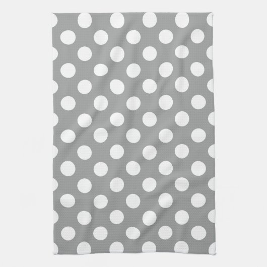 Paloma Gray en White Polka Dot Kitchen Towel Theedoek (Verticaal)