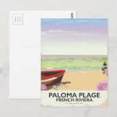 Paloma Plage, Franse Rivièra reisposter Briefkaart (Voorkant / Achterkant)