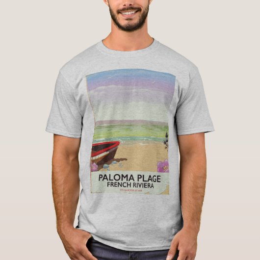 Paloma Plage, reisposter Franse Riviera T-shirt (Voorkant)