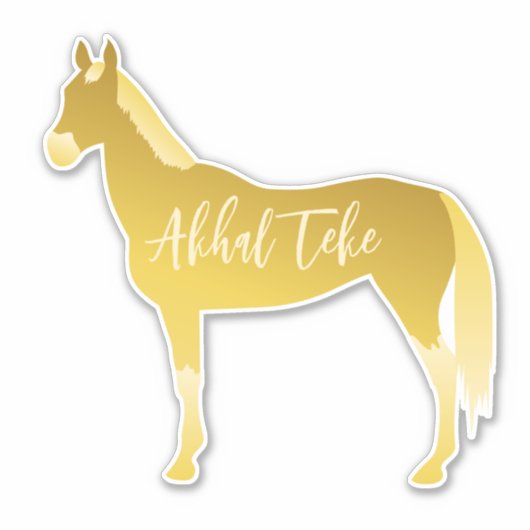  Palomino Akhal Teke Horse Silhouette Sticker (Voorkant)