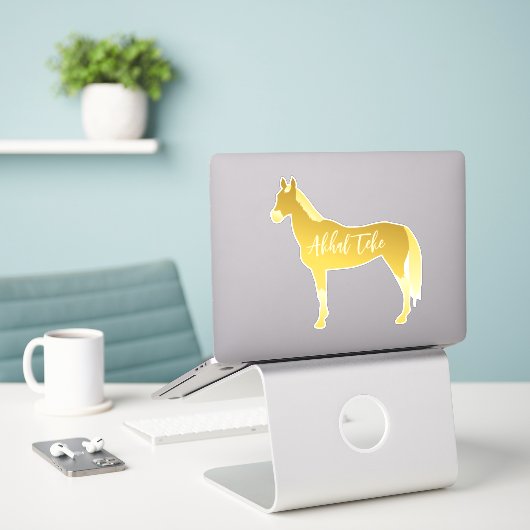  Palomino Akhal Teke Horse Silhouette Sticker (Laptop op bureau)