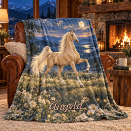 Palomino American Saddlebred bij maanlicht in bloe Fleece Deken