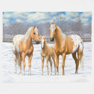 Palomino appaloosa paarden bij sneeuw fleece deken