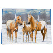 Palomino appaloosa paarden bij sneeuw large cadeautasje (Voorkant)