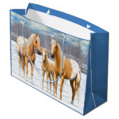 Palomino appaloosa paarden bij sneeuw large cadeautasje (Achterkant Gekanteld)