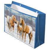 Palomino appaloosa paarden bij sneeuw large cadeautasje (Voorkant Gekanteld)